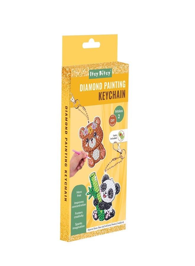 itsy-bitsy Itsy Bitsy DIY Diamond Painting Key Chain Kit Bear & Panda 8 X 7CM 2pc Box | Art & Craft, Creative, Fun & Activity Kit | Gift for Kids, Adult - Image 1
